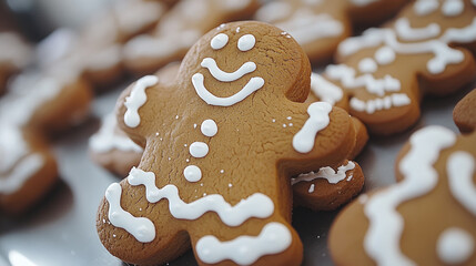 Delicious gingerbread cookies adorned with white icing designs are beautifully displayed for holiday festivities