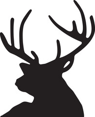 Silhouette of a deer, Black silhouette of a deer on a white background
