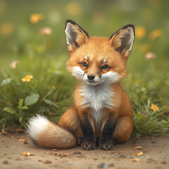 A very cute and small red fox vulpes
