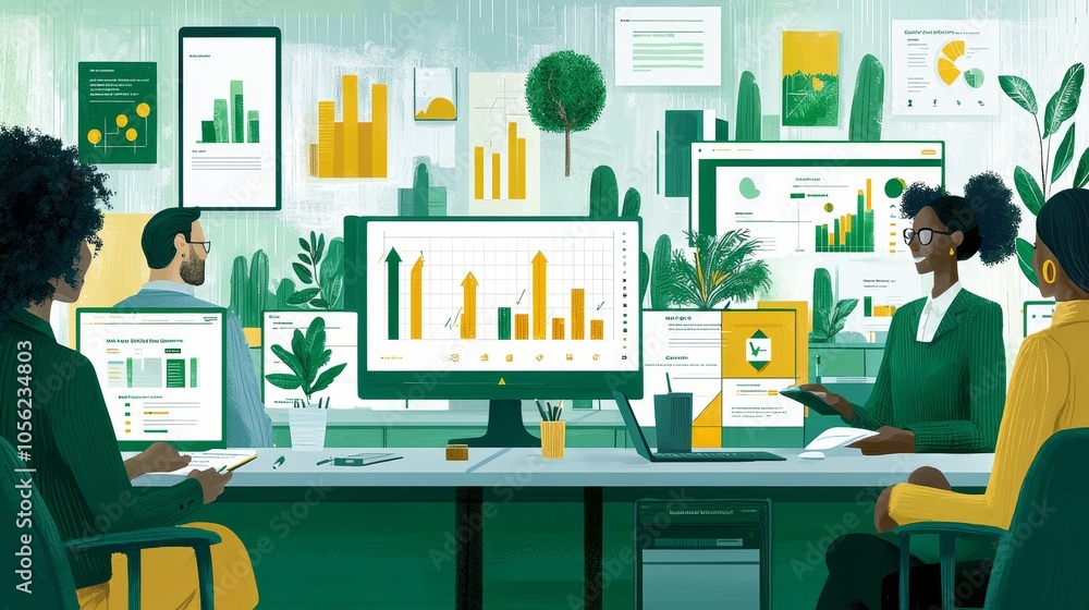Poster navigating growth a collaborative space for professionals in a dynamic office environment