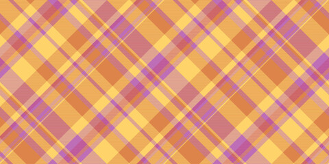 Brand vector plaid seamless, teen check fabric background. Veil tartan texture textile pattern in amber and orange colors.