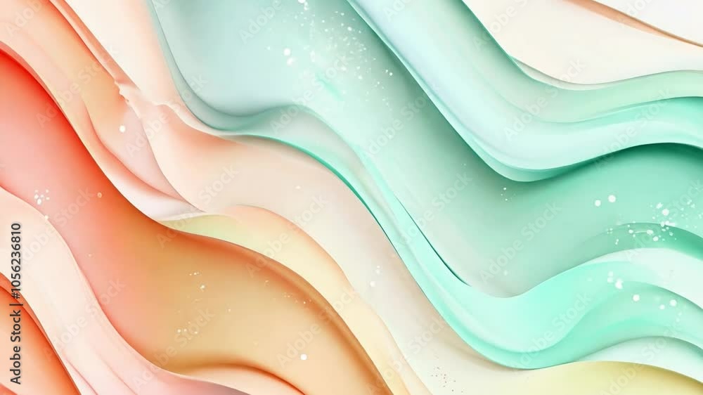 Poster abstract wavy patterns in soft pastel colors showcasing fluid shapes and gradients in a serene compo