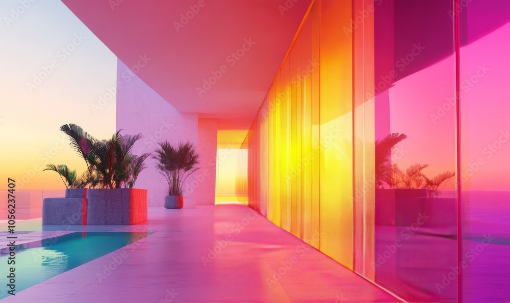 Poster vibrant color gradient abstract architecture