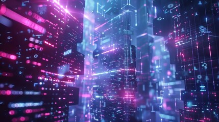 Fototapeta premium A visualization of a massive database being processed and analyzed in seconds with the help of 6G quantum computing showcasing its potential for big data analysis.