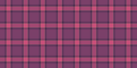 Close-up check texture plaid, crease textile vector seamless. Cool background pattern fabric tartan in pink and red colors.