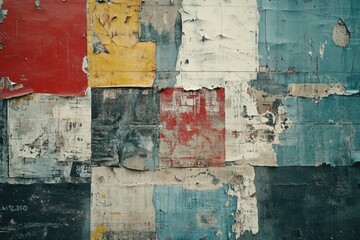 vintage collage, a vintage-style grunge background showcasing a mix of old posters and chipped paint