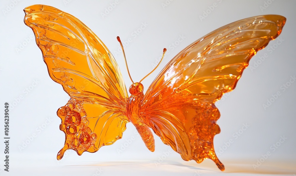 Poster a stunning orange butterfly sculpture with delicate translucent wings, creating an enchanting visual