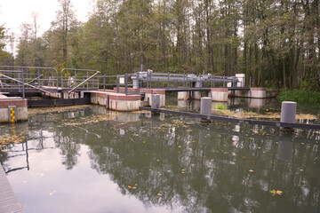 Blick auf eine Schleuse  im Landschaftschutzgebiet Spreewald