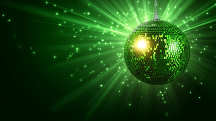 green shiny disco ball with light 