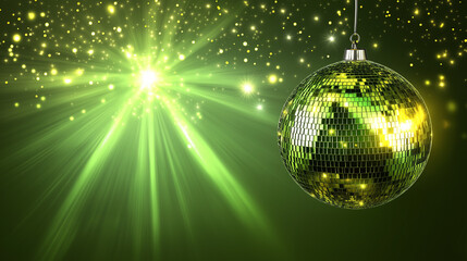 Obraz premium green shiny disco ball with light 