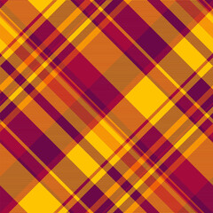 Indian texture tartan background, london vector textile fabric. Wedding plaid seamless pattern check in golden poppy and pink colors.