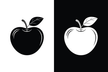 Apple vector silhouette icon on white back ground.
