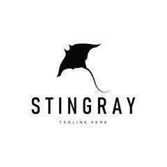 stingray logo design open sea animal with simple silhouette template concept