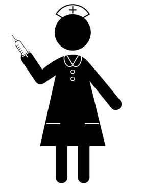 recommend clip art: 注射器を持つ看護師の全身シルエット