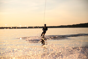 wakeboarding sunset water drops