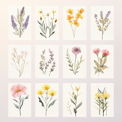 wildflowers illustration in watercolo