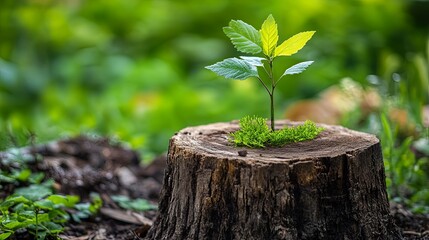 New Life Sprouting From Tree Stump: Nature's Resilience