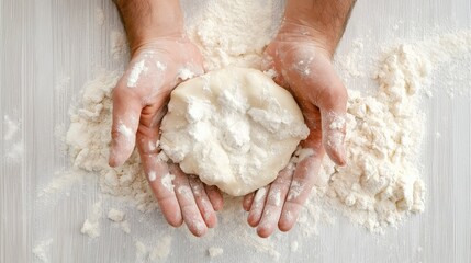 Baker shaping dough with flour-dusted hands in a warm kitchen during the early morning hours