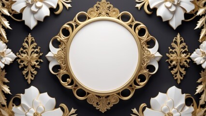 Opulent A La Ruse Christmas scene with gold, white, and black accents