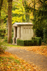 Autumn mood at the famous historic Melaten cemetery in Cologne