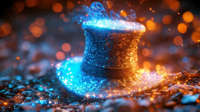 Magic hat with magic light and bokeh background