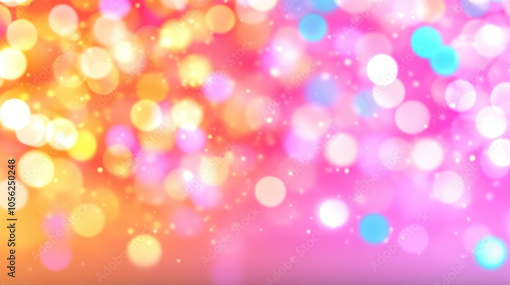 Poster abstract multicolored bokeh lights on dark background.
