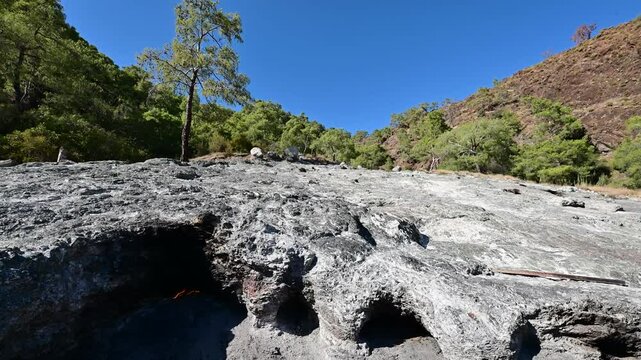 Rocky Landscape and Pine Trees at Yanartas Chimera