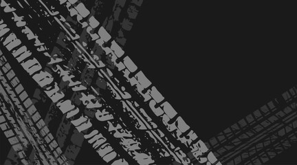 Car tire marks, template for business card with copy space. Vector illustration.