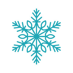 Beautiful snowflake, detailed hand drawn flat vector illustration. Graphic outline doodle drawing. Christmas and New Year symbol. Unique snowflake silhouette icon for frosty winter designs and decor