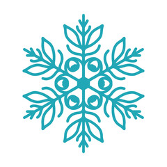 Beautiful snowflake, detailed hand drawn flat vector illustration. Graphic outline doodle drawing. Christmas and New Year symbol. Unique snowflake silhouette icon for frosty winter designs and decor