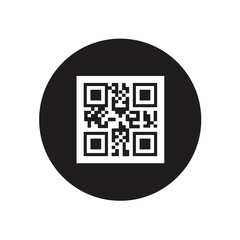 Scan QR code icon on black round circle. Digital scanning qr code. QR code scan for smartphone. QR code for payment. Scan QR code symbol	