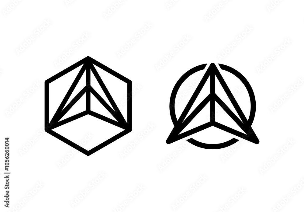 Aufkleber simple up arrow abstract logo image. geometric arrow shape line style. vector logo design template e
