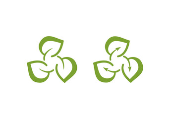 leaf recycling logo design vector illustration. rotating arrow.