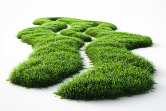 Isolated bending grass field creating a unique natural pattern in bright daylight