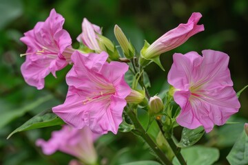 The Mirabilis jalapa flower is pink and beautiful in the yard