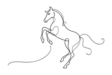 Dynamic Single Line Horse Illustration The Beauty of a Rearing Stance