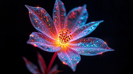 Ultra-detailed luminescent Flower with Fiber-Optic Glass-Like Petals
