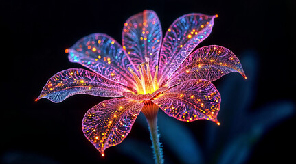 Ultra-detailed luminescent Flower with Fiber-Optic Glass-Like Petals