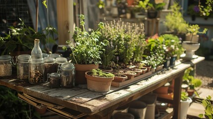 The workshop area also includes a demonstration table where experts lead handson classes on gardening techniques.