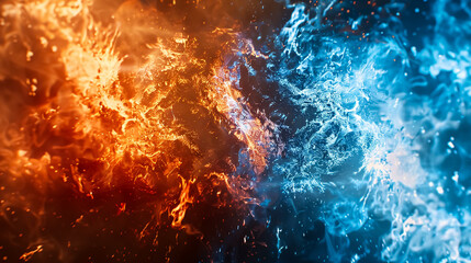 Fototapeta premium Fire and Ice Concept Design with spark. 3D illustration