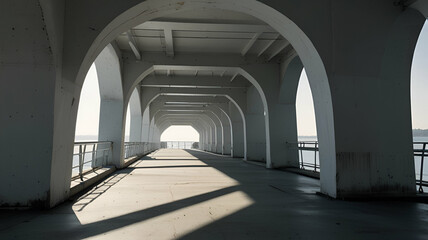 Outline of a bridge fading into white space. Wallpaper