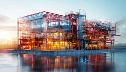 Construction Project Workflow Visualization, the step-by-step workflow of a construction project, from planning and design to execution and completion. 