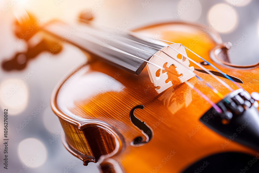 Poster colorful musical notes intertwine, forming a captivating representation of various instruments in pe
