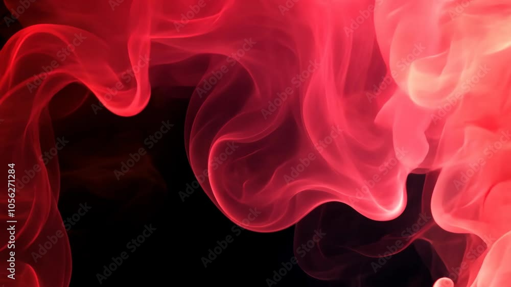 Poster red smoke billows against a dark background, creating abstract patterns