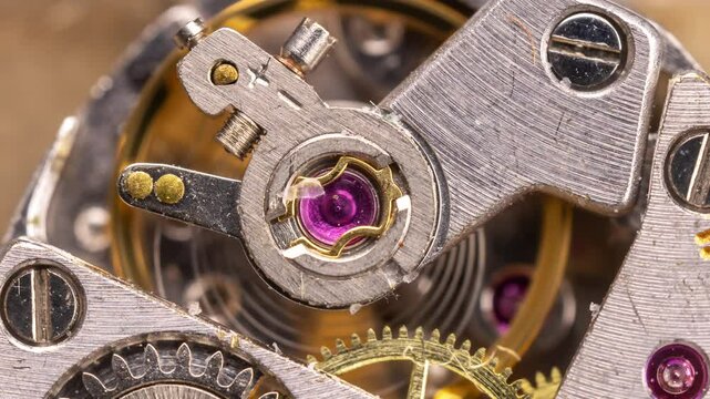 Antique wrist watch macro of gogs and gears