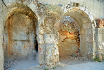 Ruins of an old market in the Cruzades time. Jewish Quarter - JERUSALEM, Israel, 2016