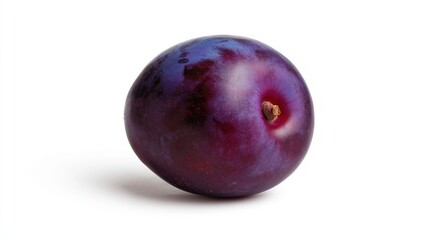 Obraz premium Ripe purple plum on white background