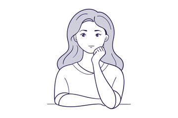Skeptical Woman Pondering Life With Hand on Chin