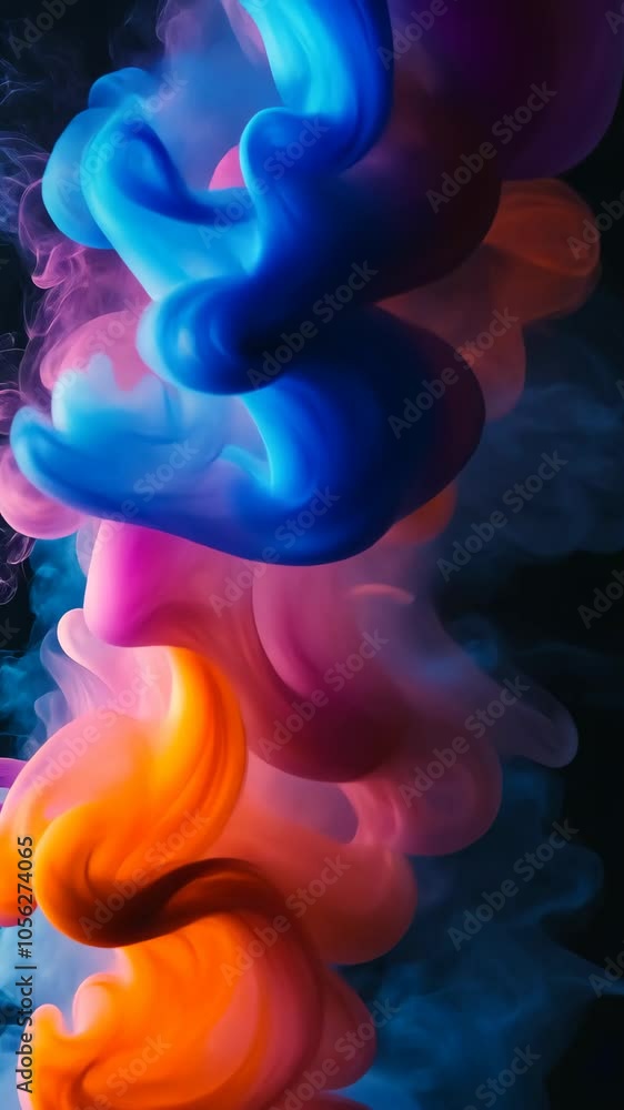 Poster vibrant colored smoke creating intricate abstract shapes and patterns