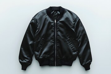 Black bomber jacket trendy streetwear fashion mockup